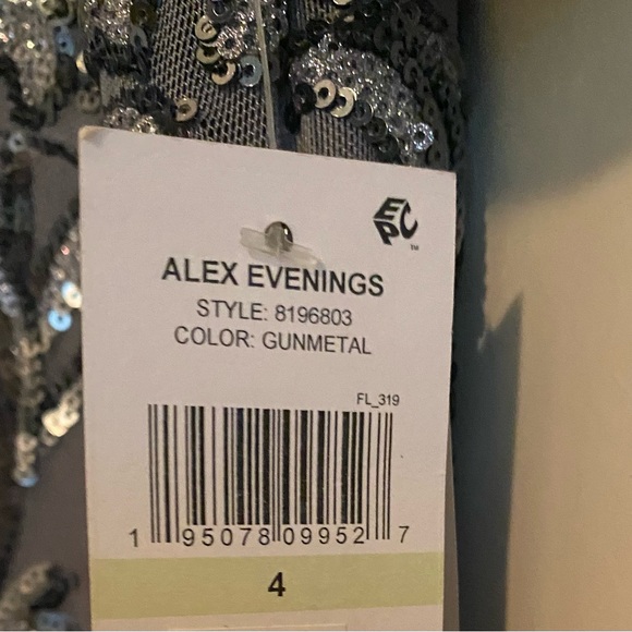 Alex Evenings Womens Gray Sequined Long Party Evening MOB Dress Gown NWT - Picture 6 of 9